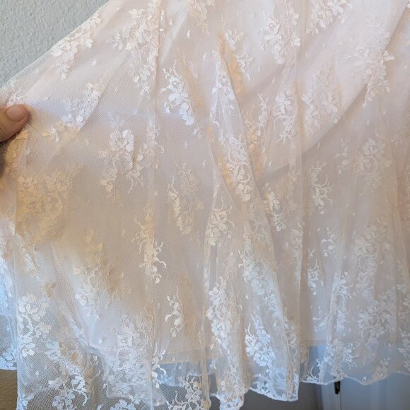 🌸 1980s Blush Pink Lace Skirt Set — Fairycore Elegance / Vintage Formality | M - Picture 8 of 12